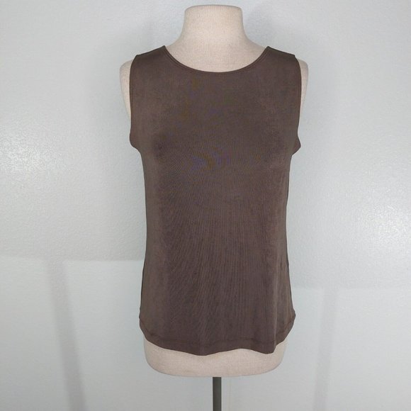 Chico's Tops - Chicos Travelers Tank Top Size 1 (M/8) Brown Slinky Knit Stretch Sleeveless